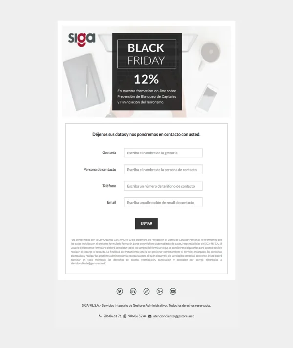 Captura de la newsletter de la campaña sobre prevención del blanqueo de capitales de SIGA (2016)